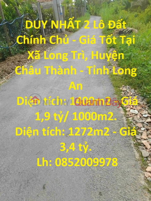 ONLY 2 Prime Land lots - Good Price In Long Tri Commune, Chau Thanh District - Long An Province _0