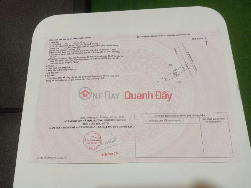 ĐẤT ĐẸP - GIÁ TỐT - CẦN BÁN NHANH Lô Đất Tại An Bình, Phú Giáo, Bình Dương Niêm yết bán