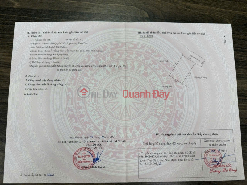 Bán lô đất giá rẻ trung tâm Hợp Đức – Đồ Sơn Niêm yết bán