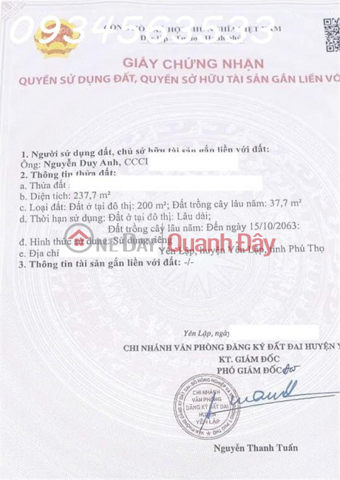 Bán nhà đất ~ 300m2 sát mặt đường QL70, thị trấn Yên Lập, Phú Thọ _0