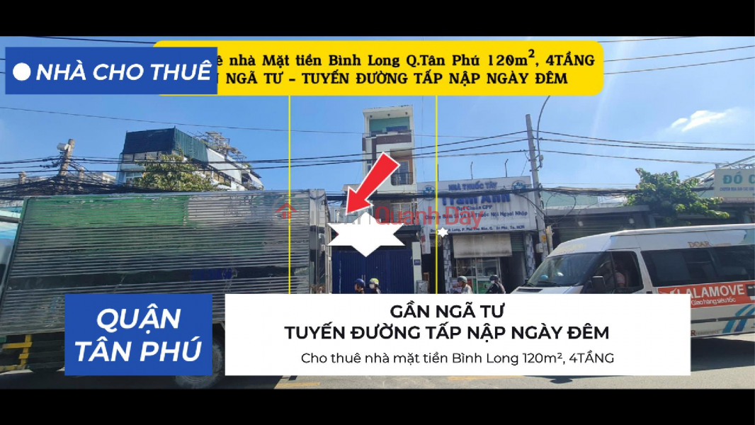 House for rent on Binh Long street frontage, 120m², 4 FLOORS - 18 Million - NEAR CROSSROADS Rental Listings
