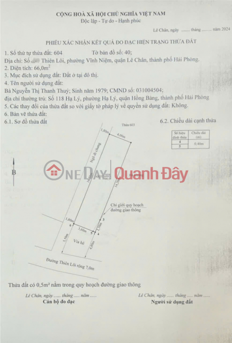 Land for sale with 2-storey house on Thien Loi - Le Chan street, 66m, corner lot, PRICE 6.7 billion _0