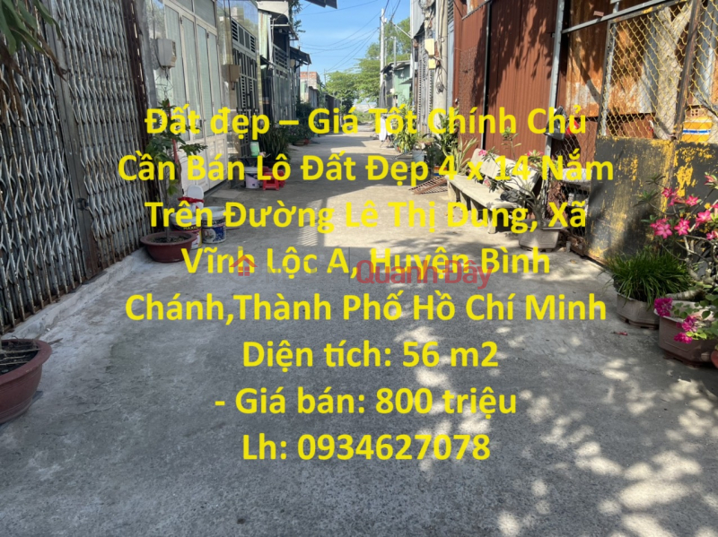 Beautiful Land - Good Price Owner Needs To Sell Beautiful Land Lot 4 x 14 Yards On Le Thi Dung Street, Vinh Loc A Sales Listings