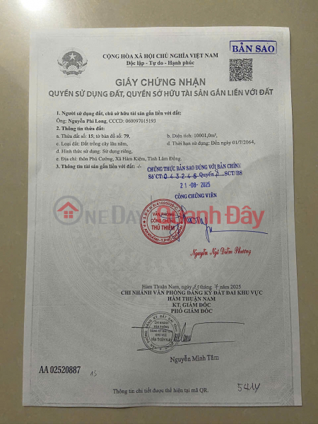 Property Search Vietnam | OneDay | Residential Sales Listings | PRIME LAND FOR SALE AT A GOOD PRICE in Phu Cuong Hamlet, Ham Kiem Commune, Ham Thuan Nam District, Binh Thuan Province