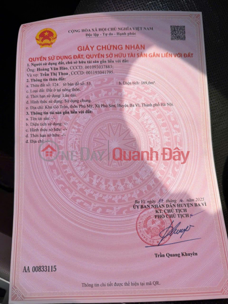 Đất Đẹp - Giá Tốt – Cần Bán Nhanh lô đất đấu giá khu đất Gò Tròn Phú Sơn Niêm yết bán