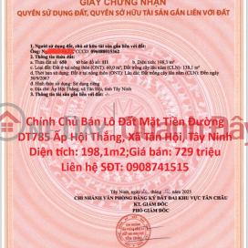 Chính Chủ Bán Lô Đất Mặt Tiền Đường DT785 Ấp Hội Thắng, Xã Tân Hội, Tây Ninh _0