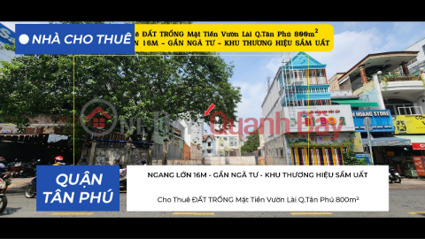 Vacant land for rent on Vuon Lai Street, Tan Phu District, 800m², with a large 16m frontage, in a bustling commercial area. _0
