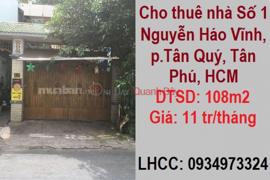 HOUSE FOR RENT NO. 1 NGUYEN HAO VANH - TAN QUA ward - TAN PHU - HO CHI MINH CITY Rental Listings