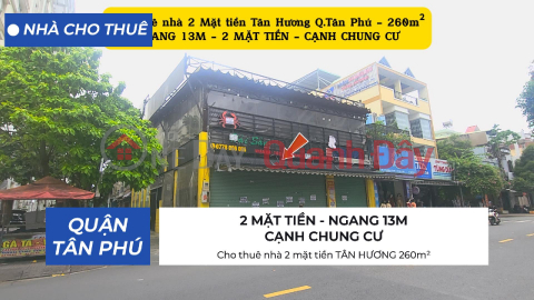 House for rent with 2 street fronts in TAN HUONG, 260m² - 13M WIDE, NEXT TO APARTMENT BUILDING _0