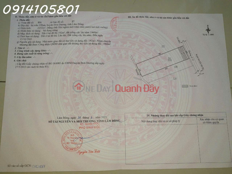 Bán đất thổ vườn có cây ăn trái - đất chính chủ tại Xã D\'ran, Lâm Đồng, DT 2.156m2, Việt Nam | Bán, đ 9 tỷ
