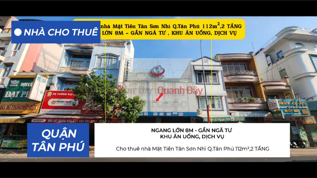 House for rent on Tan Son Nhi Street, Tan Phu District, 112m², 2 floors, 8m frontage, 55 million VND. Rental Listings