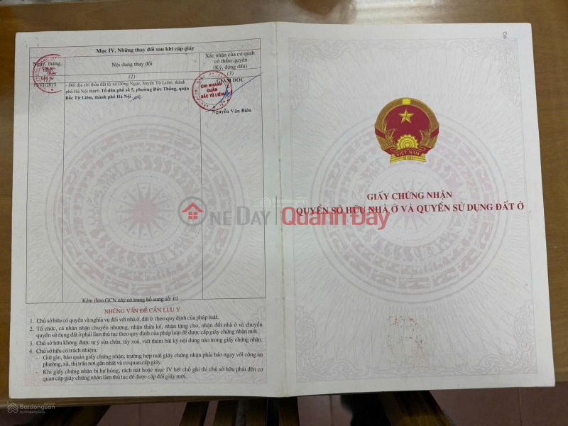 Property Search Vietnam | OneDay | Nhà ở, Niêm yết bán, Chính chủ bán gấp nhà riêng 90m2 đường Lê Văn Hiến - Sổ hồng pháp lý chuẩn - Gần các trường đại học