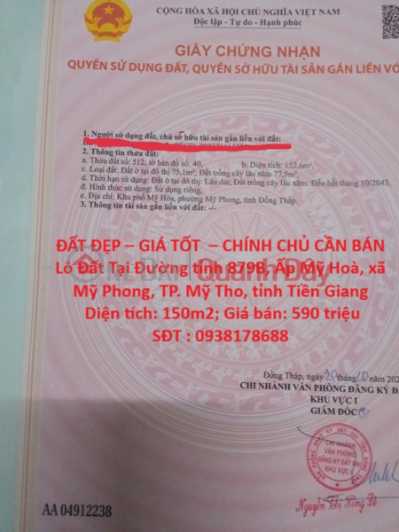 BEAUTIFUL LAND - GOOD PRICE - OWNER NEEDS TO SELL Plot of Land in My Hoa - My Phong - Dong Thap Sales Listings