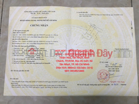 HOT HOT – ĐẤT TRỐNG MẶT TIỀN RỘNG – GIÁ TỐT Tại Đường Thích Thiện Hòa, Tân Nhựt, Bình Chánh, TP.HCM _0