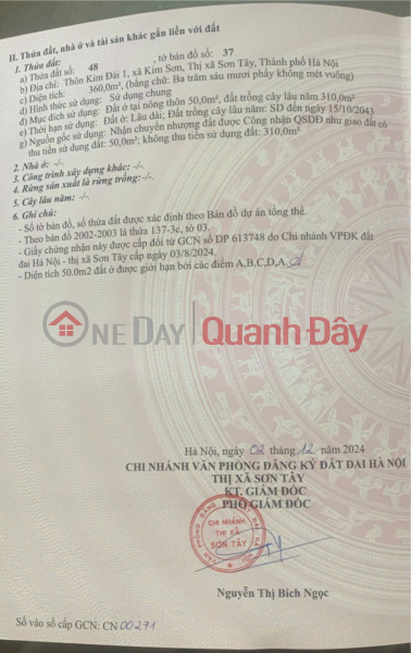 CHỈ NHỈNH 3 TỶ LÔ ĐẤT 360M2( CHÍNH CHỦ) GẦN HỌC VIỆN PHÒNG KHÔNG KHÔNG QUÂN SƠN TÂY | Việt Nam | Bán, đ 3,8 tỷ