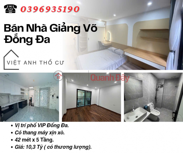 Bán nhà Phố Giảng Võ, Nhà Mới, Ngõ Thoáng,Thang Máy, 42mx5T, Giá: 10.3 Tỷ, Lh: 0396935190. Niêm yết bán