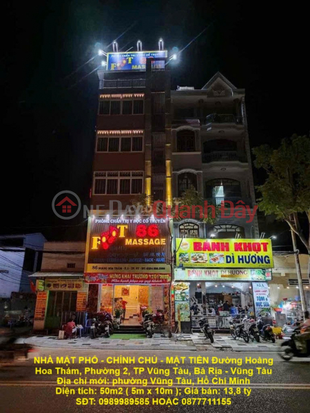 NHÀ MẶT PHỐ - CHÍNH CHỦ - MẶT TIỀN Đường Hoàng Hoa Thám, Phường 2, TP Vũng Tàu, Bà Rịa - Vũng Tàu Niêm yết bán