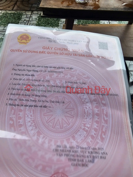 Property Search Vietnam | OneDay | Residential Sales Listings, HOT! Own a plot of land with full residential zoning and concrete road access in Eana commune, Dak Lak province for only 170 million VND.