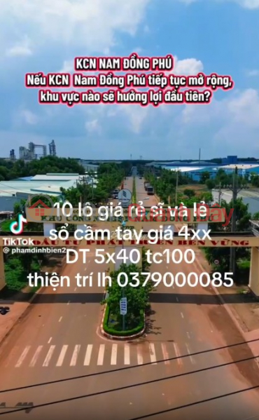 Chỉ từ 4xx triệu sở hữu đất thành phố 5x40m, sổ riêng, mặt tiền nhựa, sát khu công nghiệp Niêm yết bán