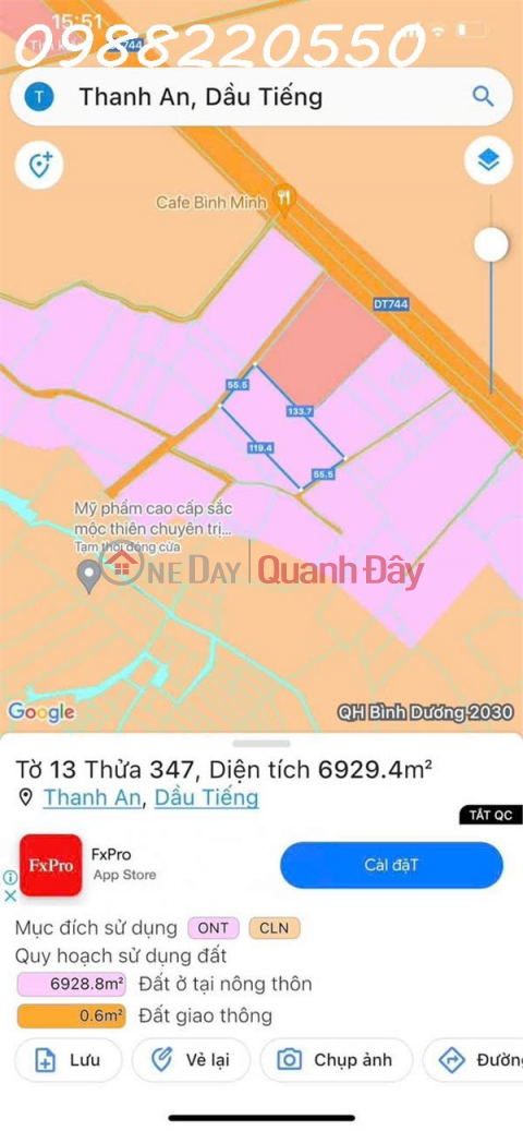 Bán đất 6929,4m2 tại Đường 1/DT744, Ấp Bến Tranh, Xã Thanh An, Huyện Dầu Tiếng, Tỉnh Bình Dương. _0