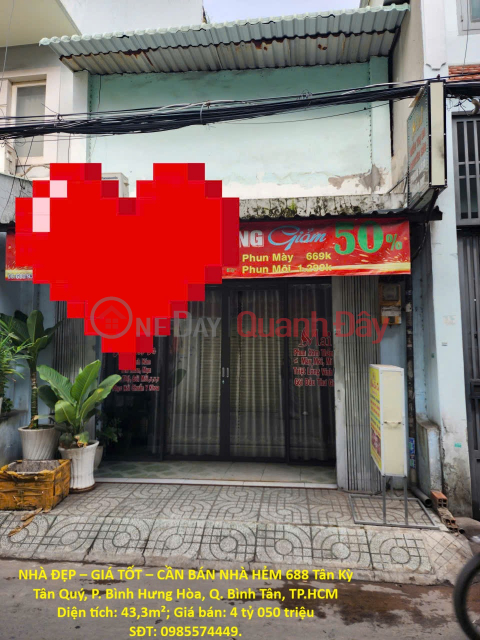 NHÀ ĐẸP – GIÁ TỐT – CẦN BÁN NHÀ HẺM 688 Tân Kỳ Tân Quý, P. Bình Hưng Hòa, Q. Bình Tân, TP.HCM _0