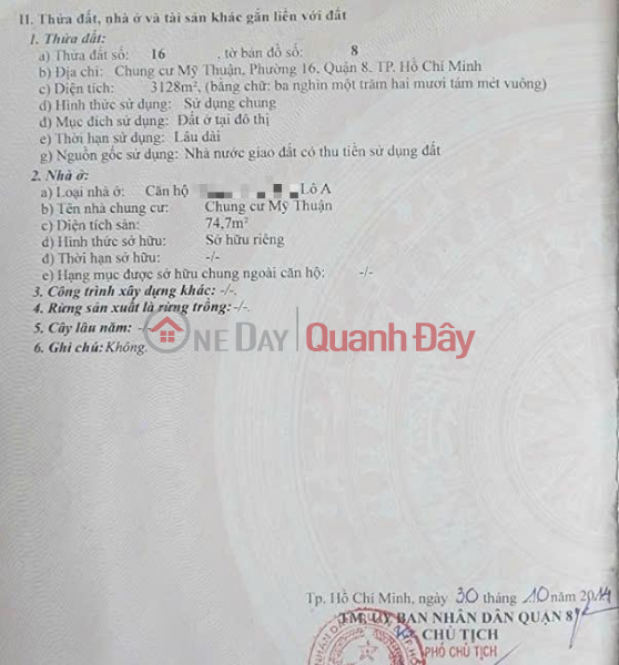 HÓT! CHÍNH CHỦ CẦN BÁN NHANH CĂN HỘ ĐẸP - GIÁ TỐT Tại Phường 16 Quận 8, HCM Niêm yết bán