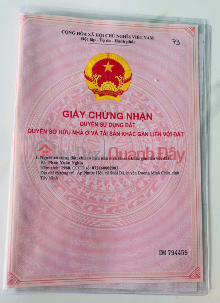 PRIME LAND - GOOD PRICE - URGENT SALE! Land for sale in Suoi Da Commune, Duong Minh Chau District, Tay Ninh Province. Sales Listings