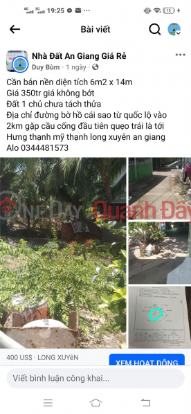 Property Search Vietnam | OneDay | Nhà ở Niêm yết bán | ĐẤT ĐẸP - ĐẦU TƯ SINH LỜI - Chính Chủ Cần Bán Nhanh Lô Đất P. Mỹ Thạnh, Long Xuyên, An Giang