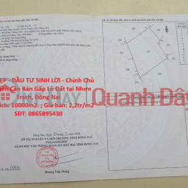 ĐẤT ĐẸP - ĐẦU TƯ SINH LỜI - Chính Chủ Kẹt Tiền Cần Bán Gấp Lô Đất tại Nhơn Trạch, Đồng Nai _0