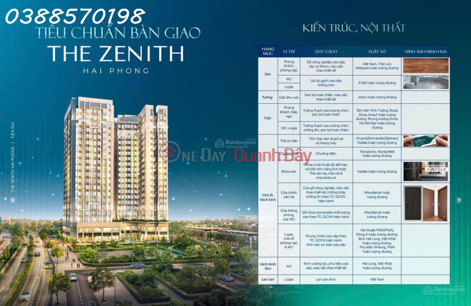 Bán căn hộ 2PN, 2WC, 66m2 tại The Zenith Hải Phòng, giá 2,3 tỷ Niêm yết bán