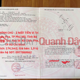 ĐẤT CHÍNH CHỦ - 2 MẶT TIỀN Vị Trí Xã Châu Pha, TP Phú Mỹ, Tỉnh Bà Rịa - Vũng Tàu _0