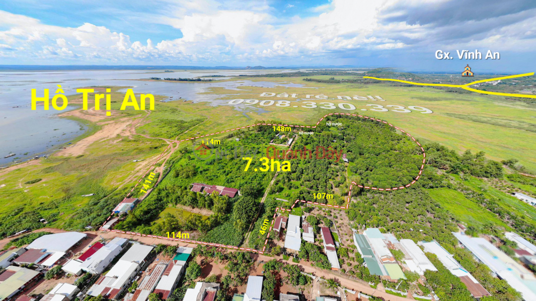 For sale 7.3ha of land adjacent to Tri An lake, suitable for resort, Vietnam, Sales đ 42 Billion
