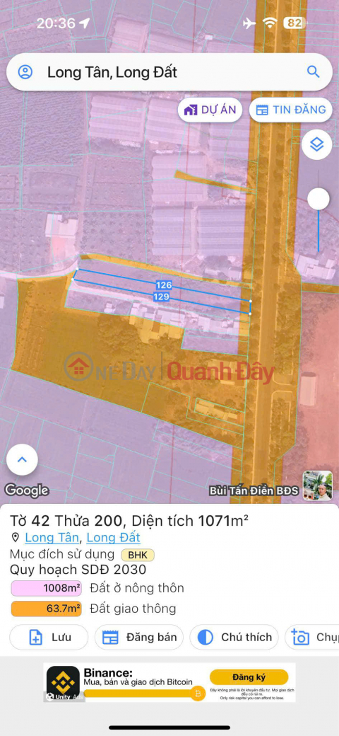 ĐẤT ĐẸP - CHÍNH CHỦ Cần Bán Cắt Lỗ Lô Đất 2 Mặt Tiền Tại Xã Long Tân, Long Đất, BRVT _0