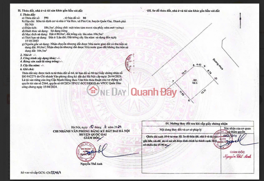đ 11 tỷ, Chính chủ cần tiền bán nhanh đất tái định cư Phú Cát, Hòa Lạc - Vị trí đẹp - Phù hợp an cư hoặc đầu tư