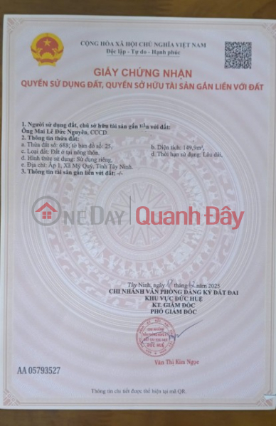 OWNER selling land - Good price - Beautiful plot of land for sale in My Quy Tay commune, Duc Hue district, Long An province. | Vietnam Sales | đ 750 Million