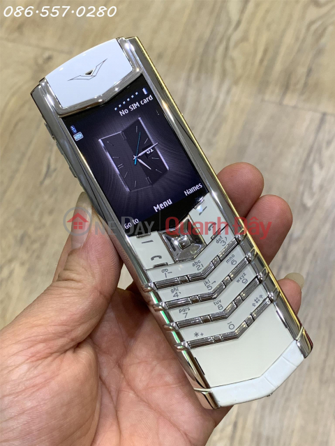 VERTU SIGNATURE S WHITE ALLIGATOR phone, Shiny steel mold, extremely beautiful and luxurious albino crocodile skin _0