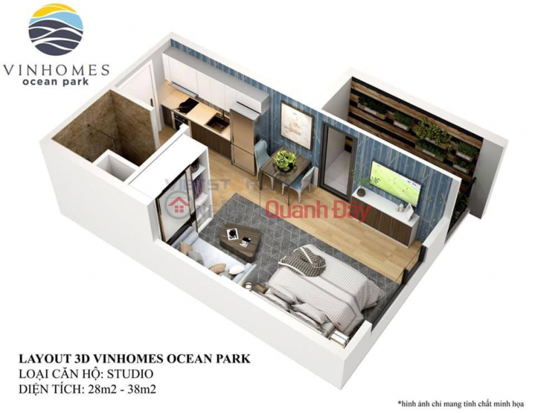 đ 1.42 Billion | Studio for sale full of beautiful furniture at cheap price Vinhomes Ocean Park by owner S1.12