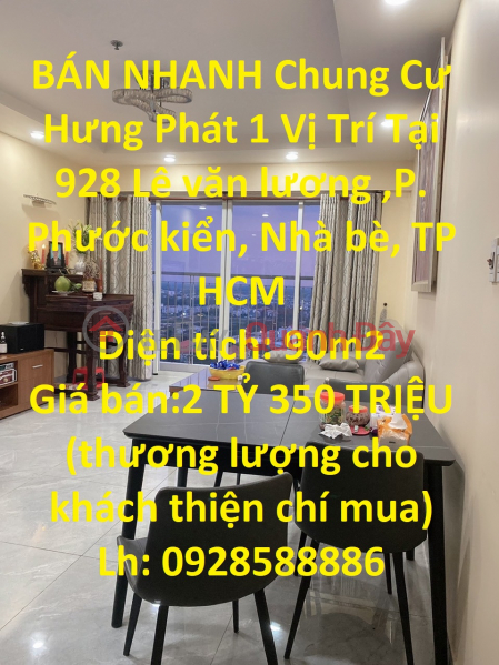 BÁN NHANH Chung Cư Hưng Phát 1 Vị Trí Tại Nhà BÈ - TP HCM Niêm yết bán