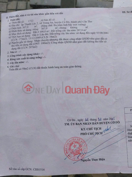 đ 2,5 tỷ, Bán đất tặng nhà. Cặp tỉnh lộ 921. Ấp Thạnh Lộc 2, Cờ đỏ, TP Cần Thơ