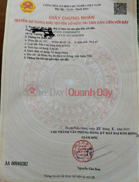 ĐẤT ĐẸP – GIÁ TỐT – CHÍNH CHỦ CẦN BÁN NHANH Tại Hùng An - Kim Động - Hưng Yên _0