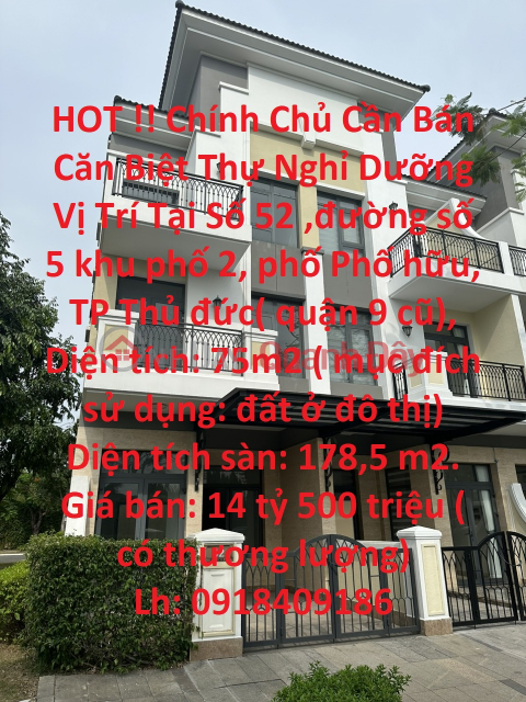 HOT!! Owner For Sale Resort Villa Location In Thu Duc City - Ho Chi Minh City _0
