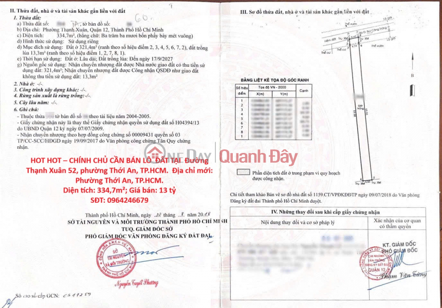 HOT HOT – CHÍNH CHỦ CẦN BÁN LÔ ĐẤT TẠI Đường Thạnh Xuân 52, phường Thới An, TP.HCM Niêm yết bán