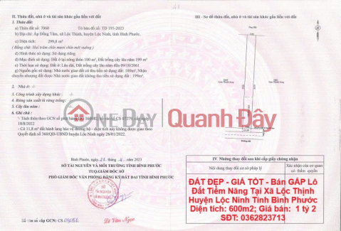 BEAUTIFUL LAND - GOOD PRICE - URGENT SALE Potential Land Lot In Loc Thinh Commune, Loc Ninh District, Binh Phuoc Province _0