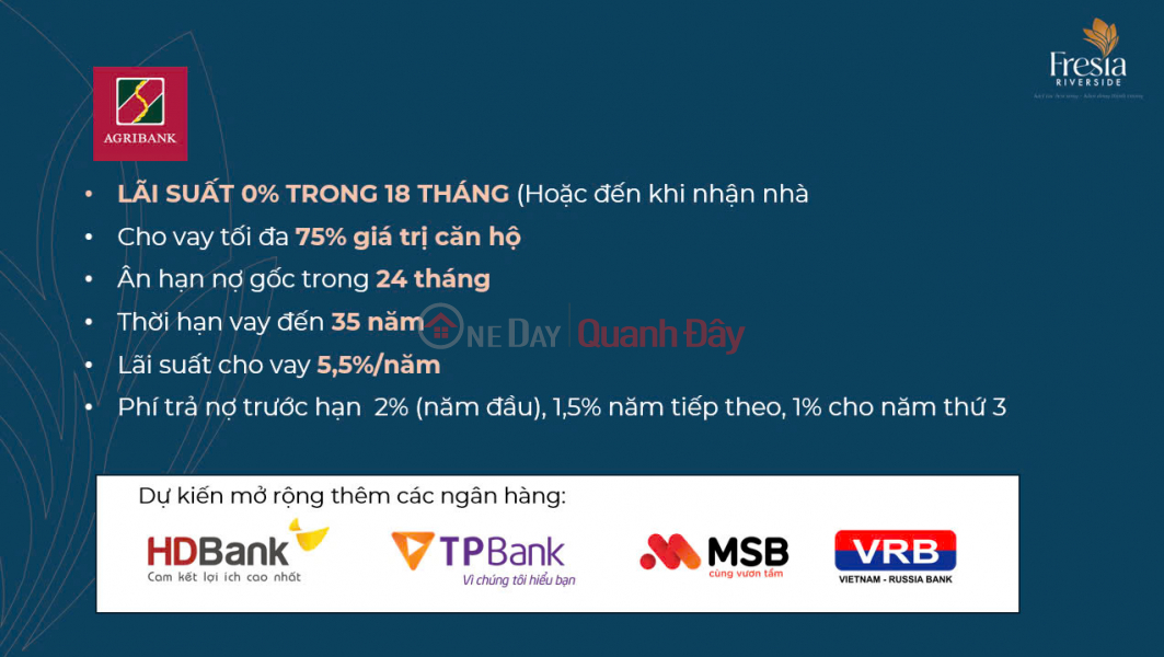Rổ hàng 30 xuất nội bộ, chính sách CĐT gía F0 căn hộ Fresia Riverside Tân Vạn - Biên Hòa Niêm yết bán