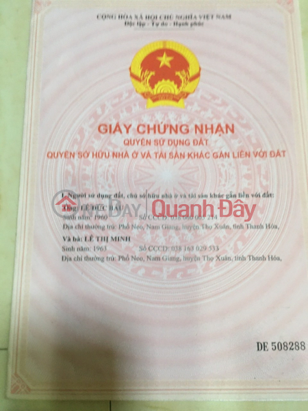 ĐẤT ĐẸP – GIÁ ĐẦU TƯ - CẦN BÁN LÔ ĐẤT mặt đường QL 47B xã Thọ vực, huyện Triệu Sơn cũ, thanh hóa Niêm yết bán
