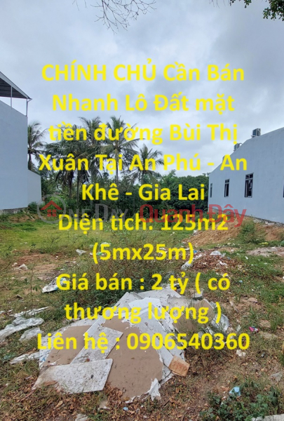 OWNER Needs to Quickly Sell Land Lot frontage on Bui Thi Xuan Street In An Phu - An Khe - Gia Lai Sales Listings