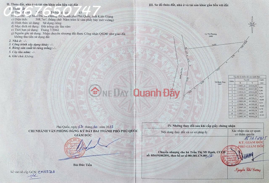 Giảm ngay 200 triệu Bán nhà và đất tại Suối Dá Dương Tơ, Phú Quốc, 508 m2 giá chỉ 3.5 tỷ | Việt Nam Bán | đ 3,5 tỷ