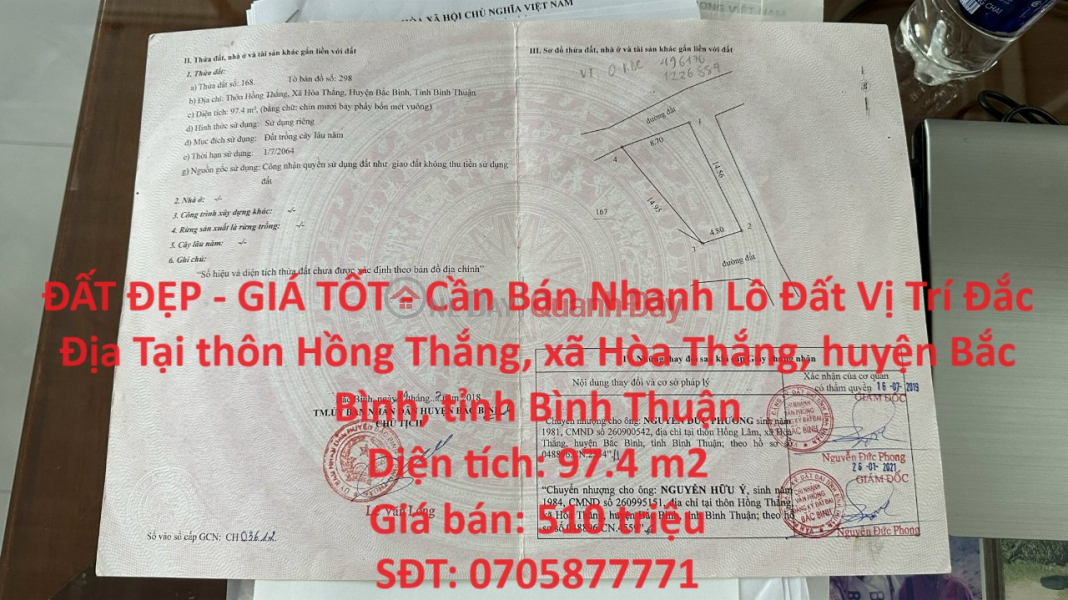 BEAUTIFUL LAND - GOOD PRICE - For Quick Sale Land Lot Prime Location In BAC BINH, BINH THUAN Sales Listings