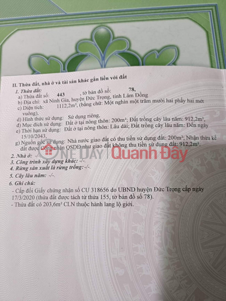 Property Search Vietnam | OneDay | Residential | Sales Listings BEAUTIFUL LAND - EXTREMELY GOOD PRICE - OWNER NEEDS TO SELL LOT OF 2 FRONT OF LAND IN Ninh Gia, Duc Trong, Lam Dong