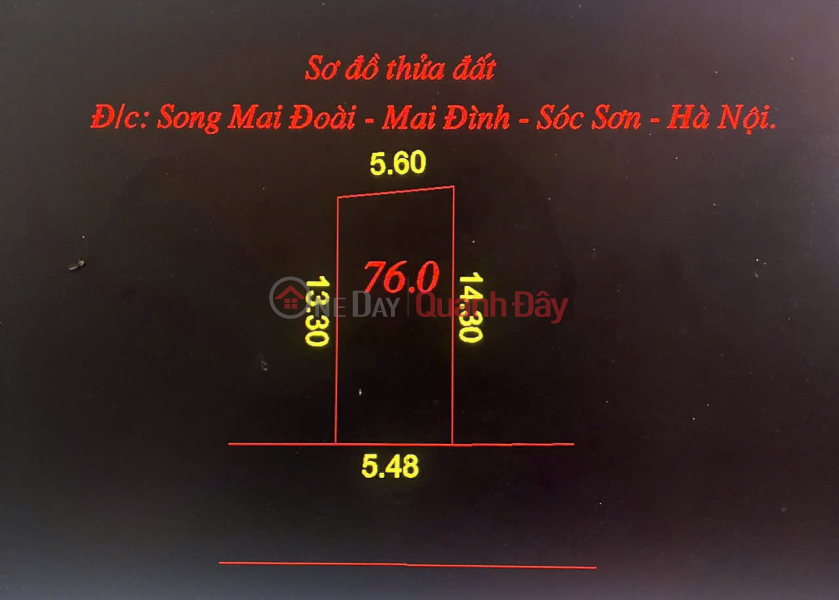 đ 2.1 Billion HOT HOT LAND IN SONG MAI - MAI DINHF, AREA 76 M, FUN TC DG, WIDE 4M, PRICE INFORMATION FOR HOUSES IN AREA